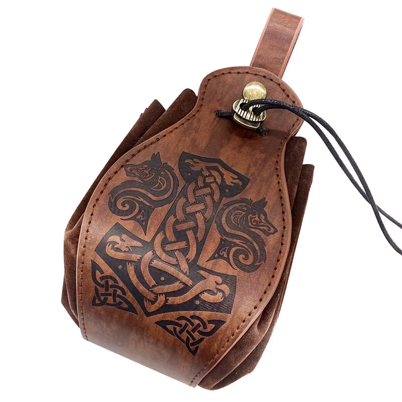 PU Leather Bag for DND Dice Game Tray 5 Celtic Designs Cute Drawstring Pouch for D&D Roleplaying RPG Gift Ideas Coin Purse