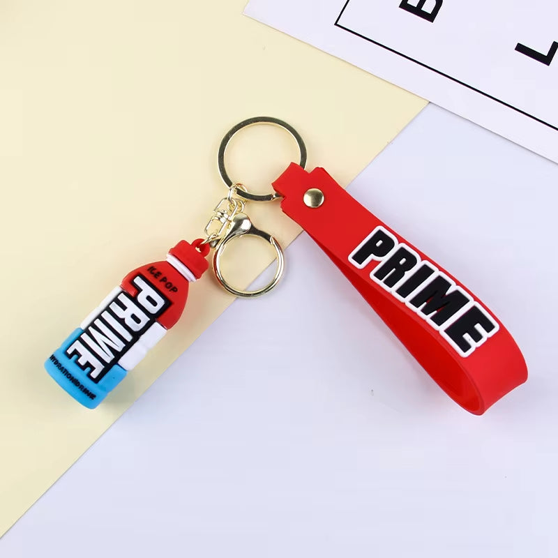 Cartoon Prime Keychain for Women Soft Rubber Beverage Car Key Chains Bag Charms Couple Keyring Children Gift