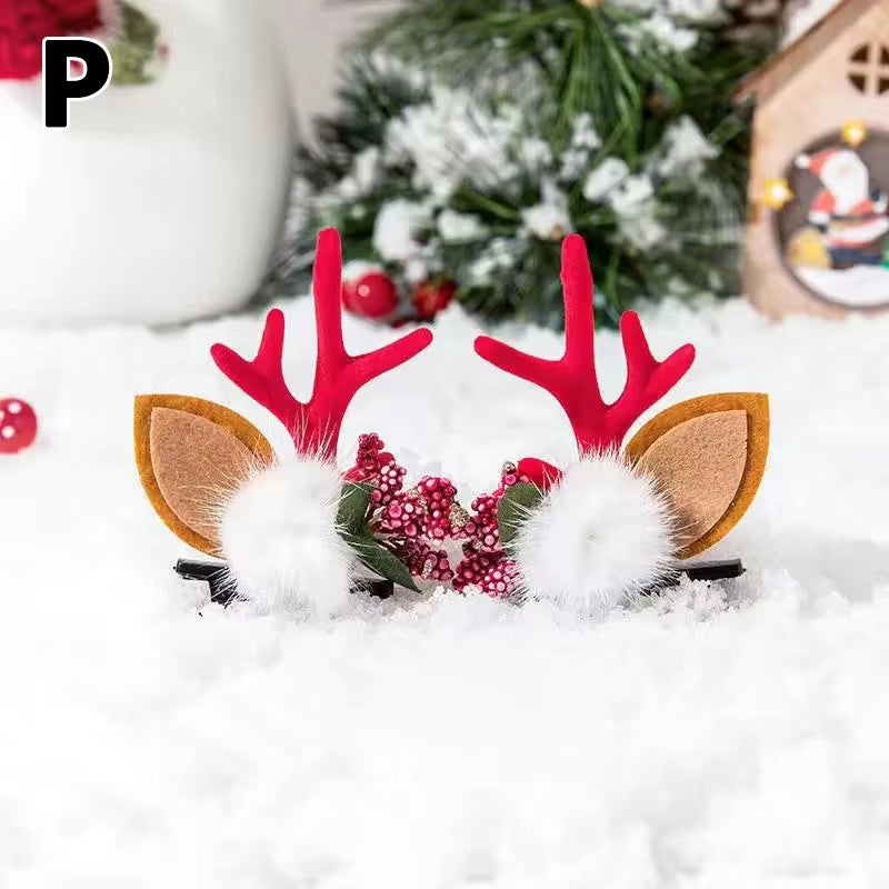 Christmas Antler Hair Clips Deer Ear Hairpins Festivals Christmas Headbands Pine Cones Hair Ball Adult Headwear Hair Accessories