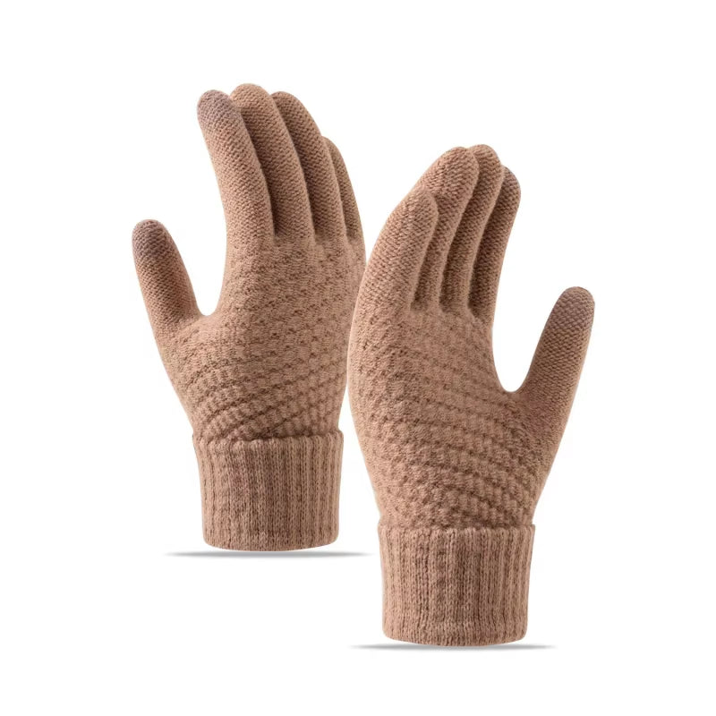 Winter Touch Screen Gloves Women Men Warm Stretch Knit Mittens Imitation Wool Full Finger Guantes Female Crochet Luvas Thicken