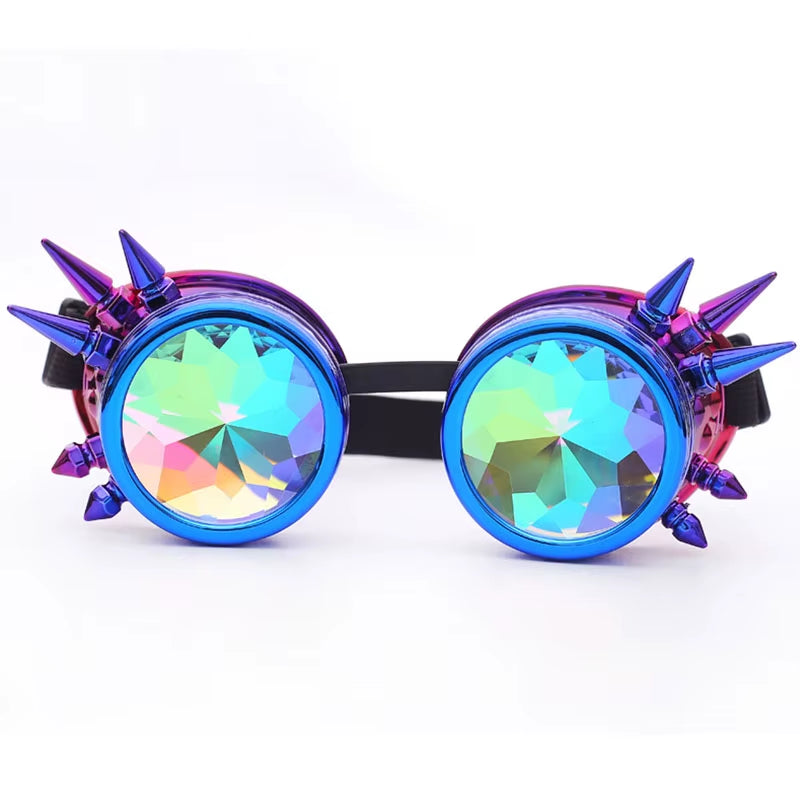 Goggles Steampunk Glasses Punk Gothic Goggles Cosplay Vintage Rivet Steampunk Goggle Kaleidoscope Glasses Retro EDM Sunglasses