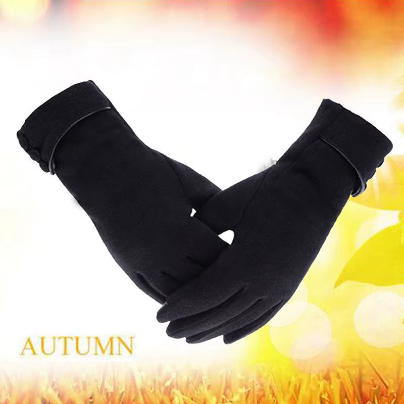 New Female Autumn Winter Warm Gloves Fleece Lined Thermal Full Finger Warm Gloves Women Cotton Touch Screen Gloves