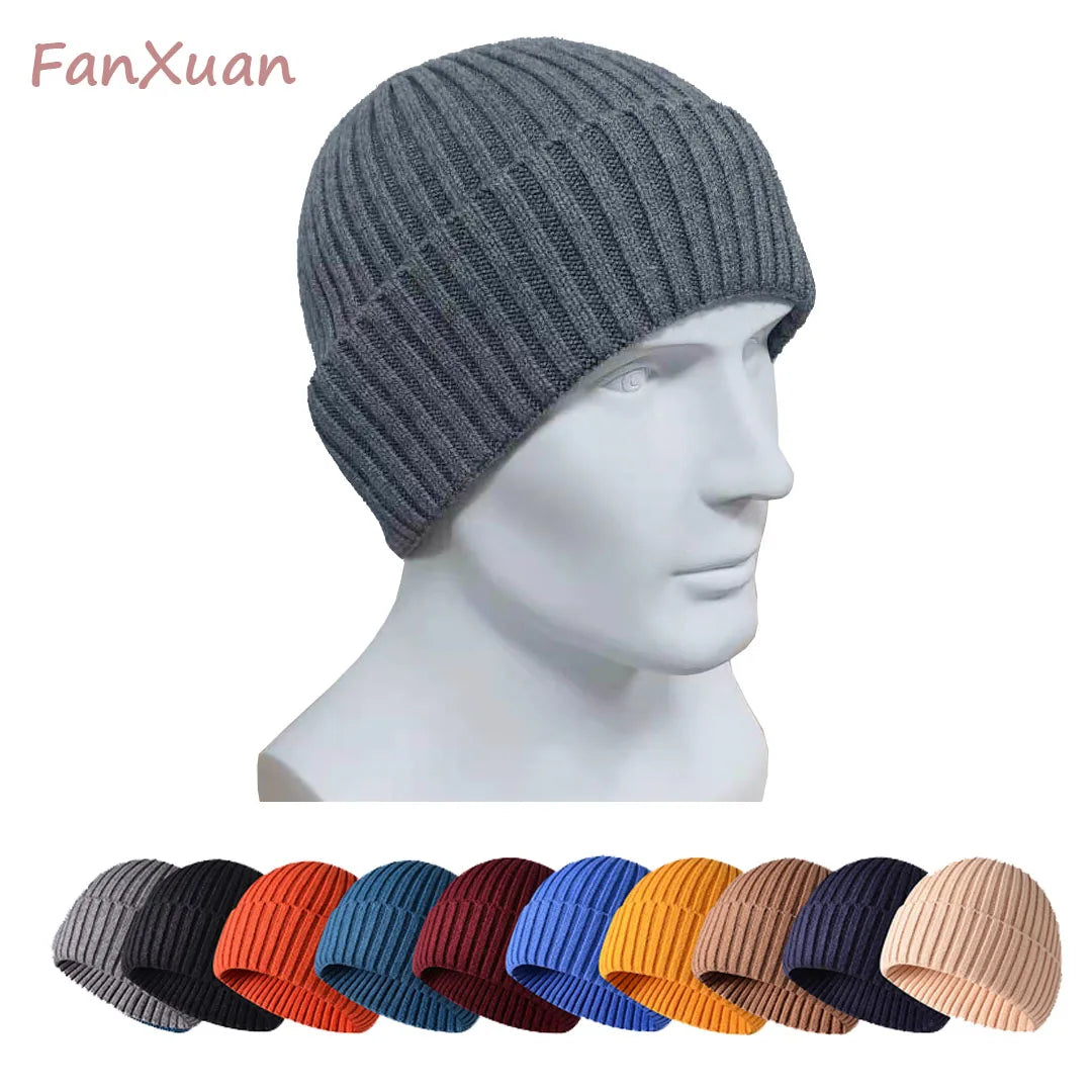 Men'S Beanies Hats Winter Solid Color Knitted Women'S Beanies Bonnets for Women Thick Soft Classic Cuffed Cap Unisex Style