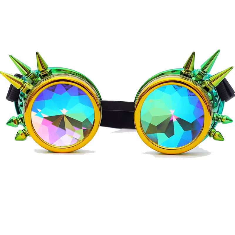 Goggles Steampunk Glasses Punk Gothic Goggles Cosplay Vintage Rivet Steampunk Goggle Kaleidoscope Glasses Retro EDM Sunglasses