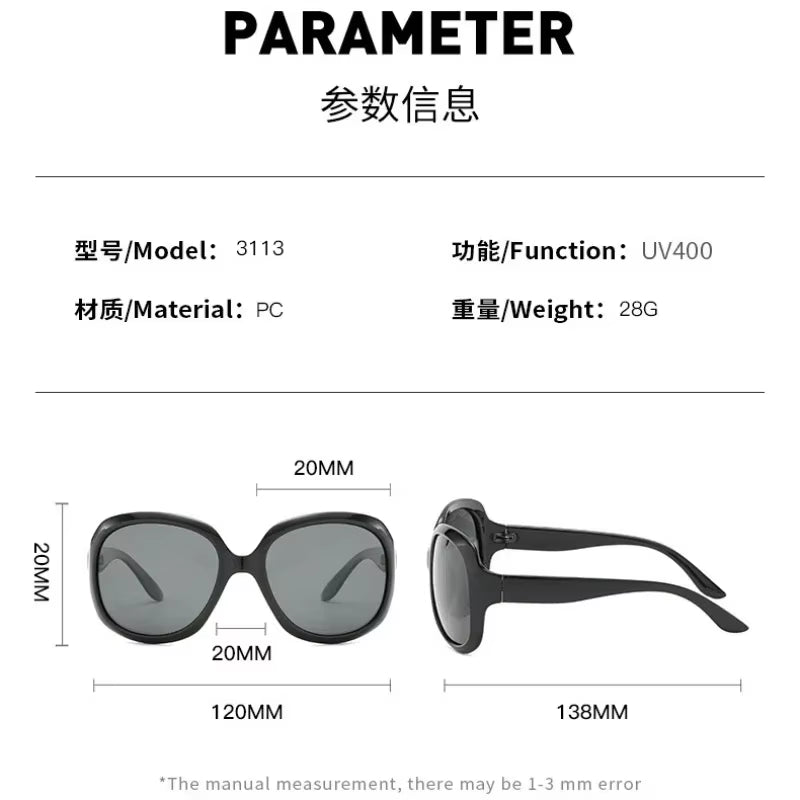 New Fashion Sunglasses Elegant Large Frame Sunglasses Retro European Style Glasses Men and Women Alike