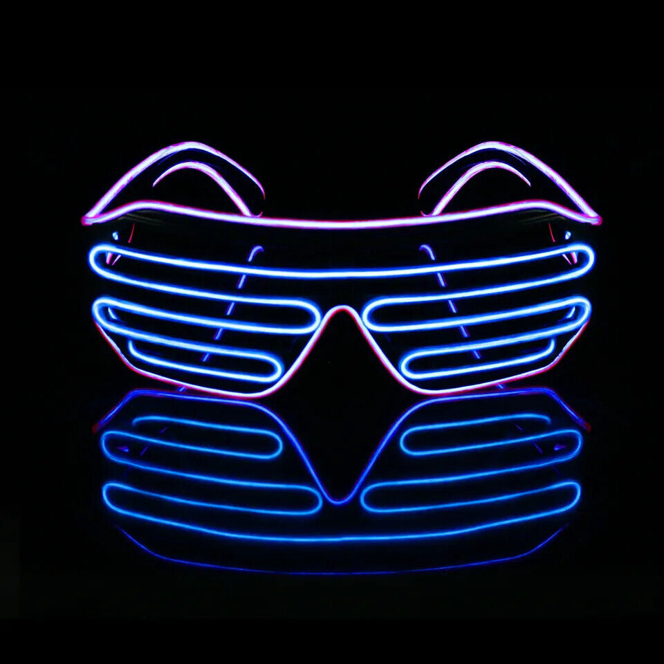 LED Glasses Light up Shades Flashing Rave Festival Party Neon EL Wire Blink Glow