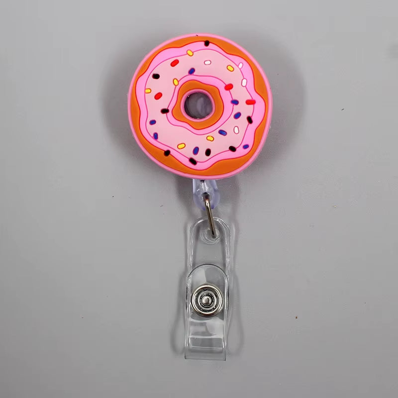 1 Pc New Cute Donuts & Cake Retractable Pull Nurse Students Badge Reel ID Lanyard Name Tag Card Badge Holder Reels for KIDS