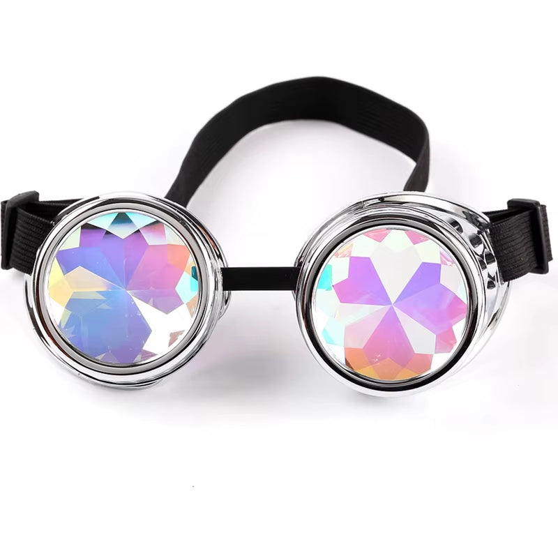 Goggles Steampunk Glasses Punk Gothic Goggles Cosplay Vintage Rivet Steampunk Goggle Kaleidoscope Glasses Retro EDM Sunglasses