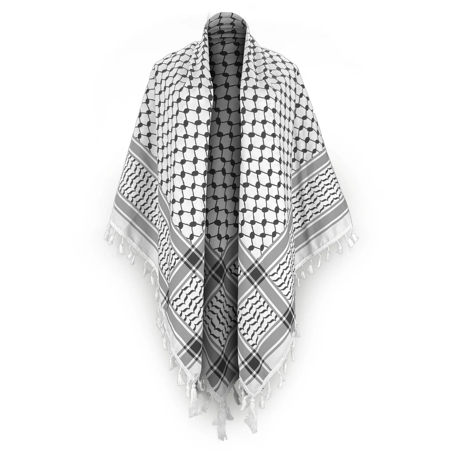 Houndstooth Palestine Scarf Keffiyeh Arafat Hatta Cotton Wide Scarf with Tassels, Shemagh Arab Cotton Unisex Scarves