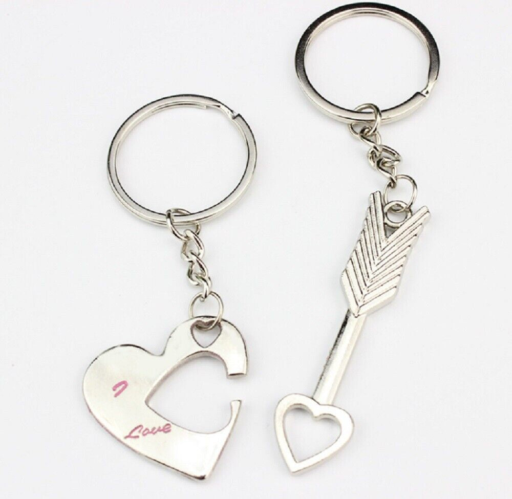 Romantic Couple Keychain Set - Heart Keyring, Valentine'S Day Gift, Love Keyfob