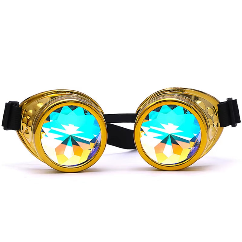 Goggles Steampunk Glasses Punk Gothic Goggles Cosplay Vintage Rivet Steampunk Goggle Kaleidoscope Glasses Retro EDM Sunglasses