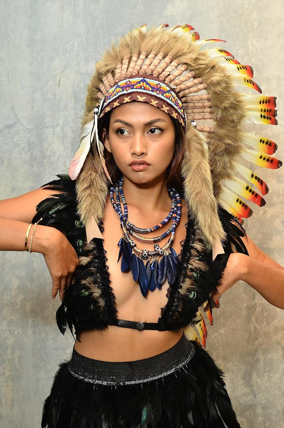 Native American Indian Headdress Large Feather Headdress for Native