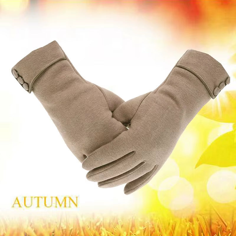 New Female Autumn Winter Warm Gloves Fleece Lined Thermal Full Finger Warm Gloves Women Cotton Touch Screen Gloves