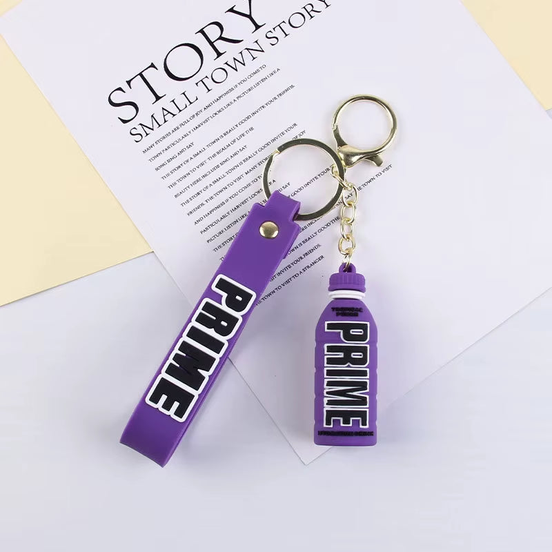 Cartoon Prime Keychain for Women Soft Rubber Beverage Car Key Chains Bag Charms Couple Keyring Children Gift