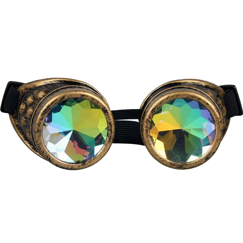 Goggles Steampunk Glasses Punk Gothic Goggles Cosplay Vintage Rivet Steampunk Goggle Kaleidoscope Glasses Retro EDM Sunglasses