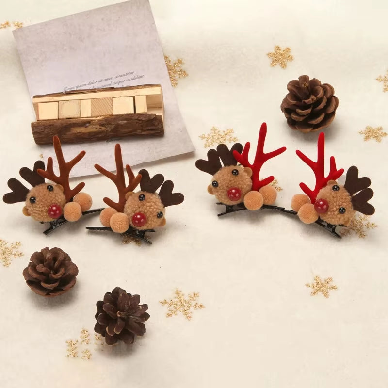 Christmas Antler Hair Clips Deer Ear Hairpins Festivals Christmas Headbands Pine Cones Hair Ball Adult Headwear Hair Accessories