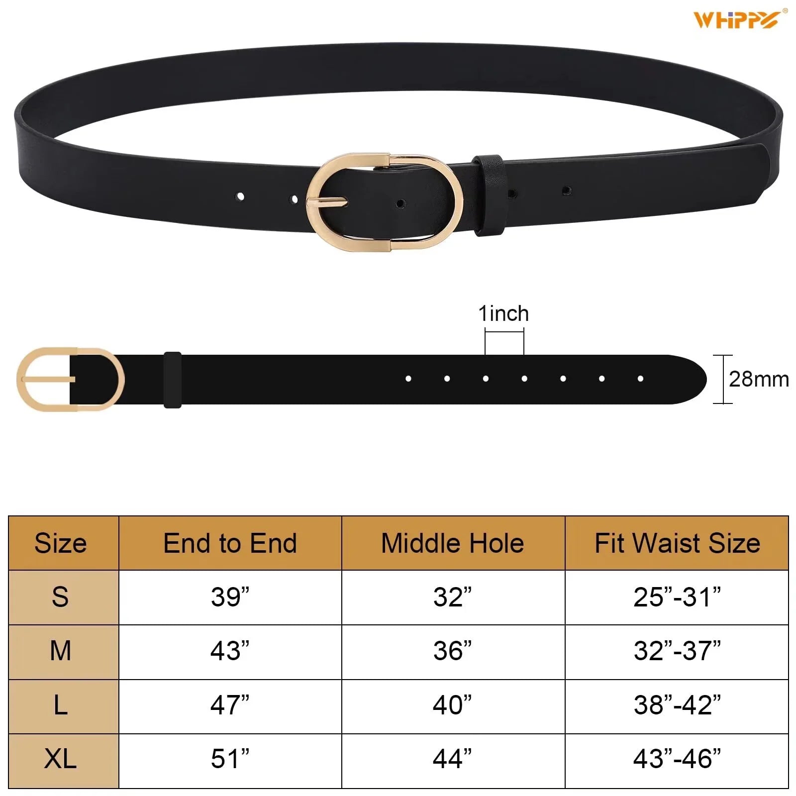 Women'S Leather Belts for Jeans Dress Gold Buckle Ladies Waist Belt