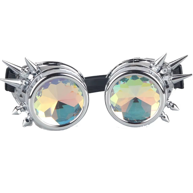 Goggles Steampunk Glasses Punk Gothic Goggles Cosplay Vintage Rivet Steampunk Goggle Kaleidoscope Glasses Retro EDM Sunglasses